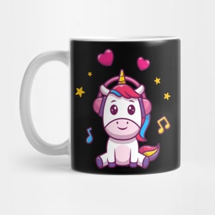 Cute unicorn listen music cartoon Mug